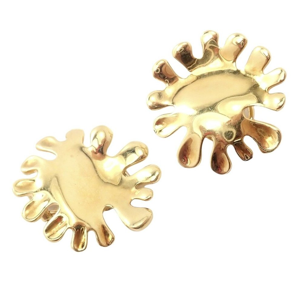 Authentic! Tiffany & Co Cummings 18k Yellow Gold Nickelodeon Abstract Earrings